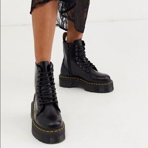 NEW Docs Platform Jadon Black Leather Combat Boots